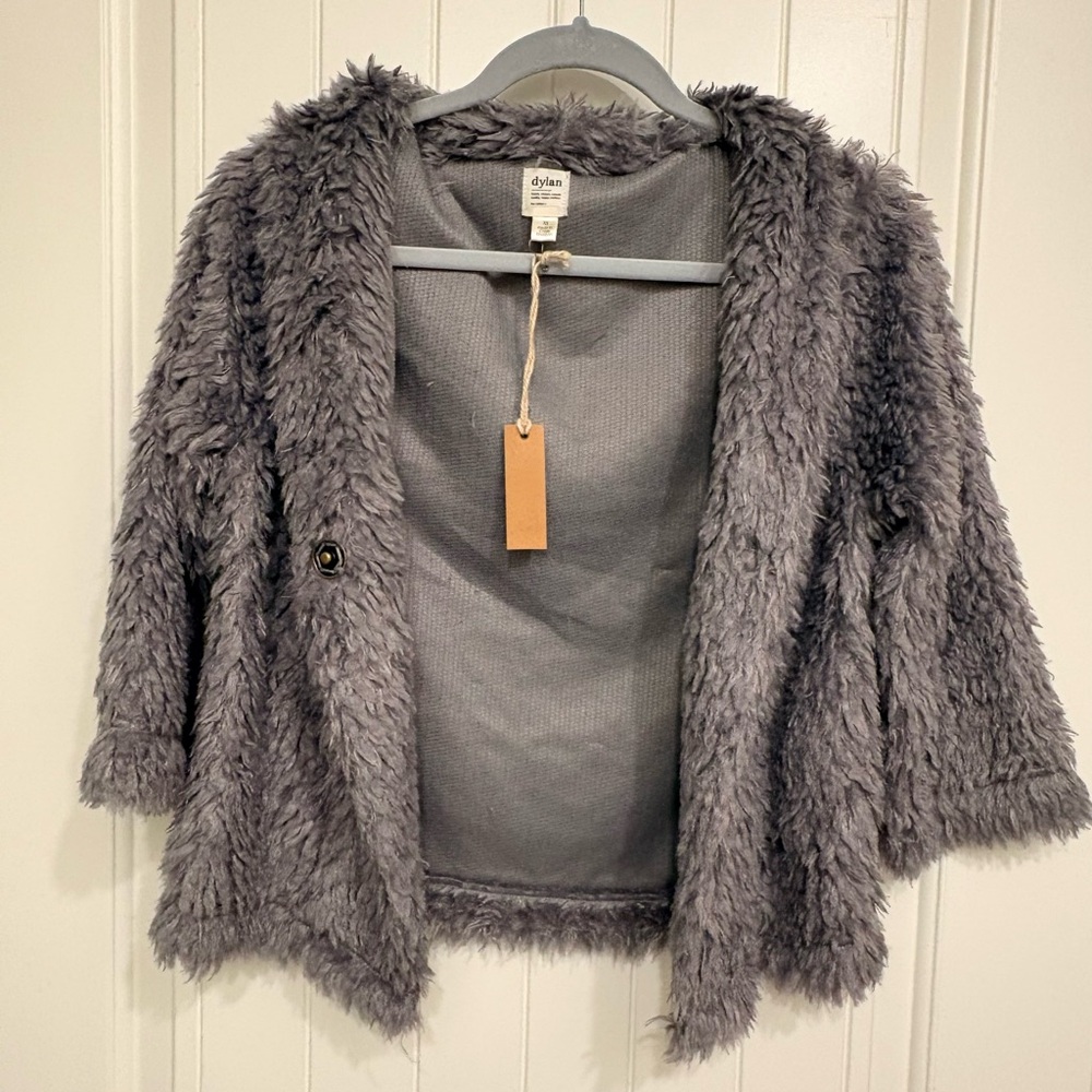Dylan Gray Faux Fur Coat 3/4 Sleeve Snap Front Women's Size XS NWT